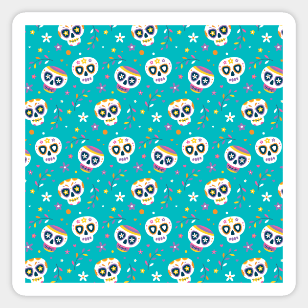 brightly colored skulls Sticker by Inspired-DS